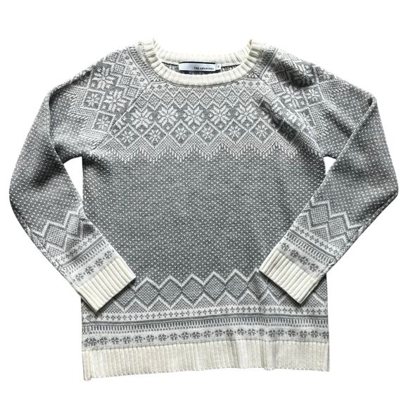 The Archives Women’s Fair Isle Knit Sweater Gray Cream Size Medium - Picture 1 of 7